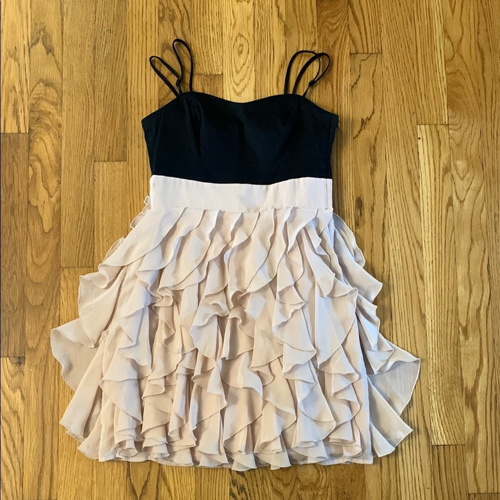 H&M Black and Cream Ruffle Dress